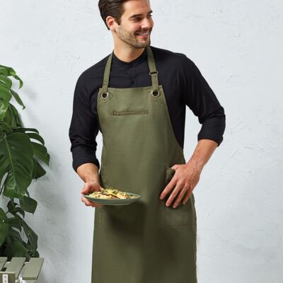 Barley' contrast stitch sustainable bib apron Thumbnail