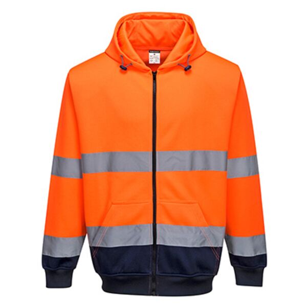 B317 - Hi-Vis Contrast Zipped Hoodie Thumbnail